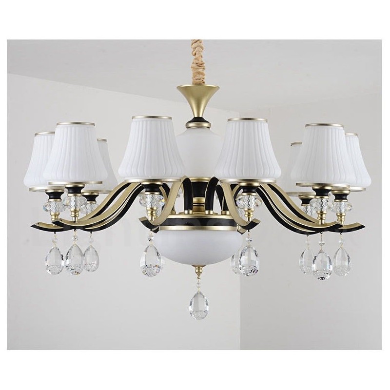 Modern Contemporary Retro Luxury Crystal Pendant Lamp Chandelier with Glass Shade