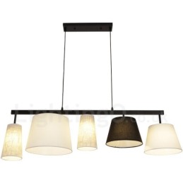 Modern Contemporary 5 Light Steel Pendant Light with Fabric Shade