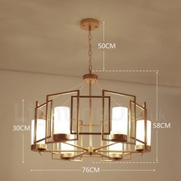Modern Contemporary 6 Light Brass Pendant Light with Glass Shade