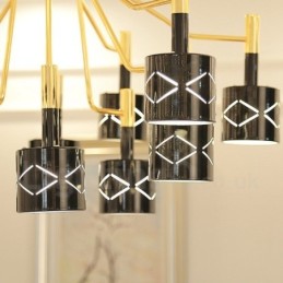 Modern Contemporary 12 Light Steel Chandelier with Steel Shade