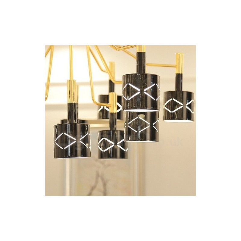 Modern Contemporary 12 Light Steel Chandelier with Steel Shade