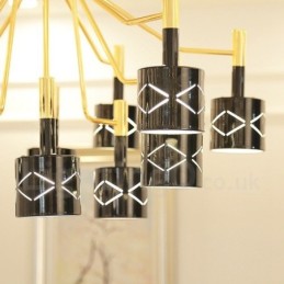 Modern Contemporary 15 Light Steel Chandelier with Steel Shade