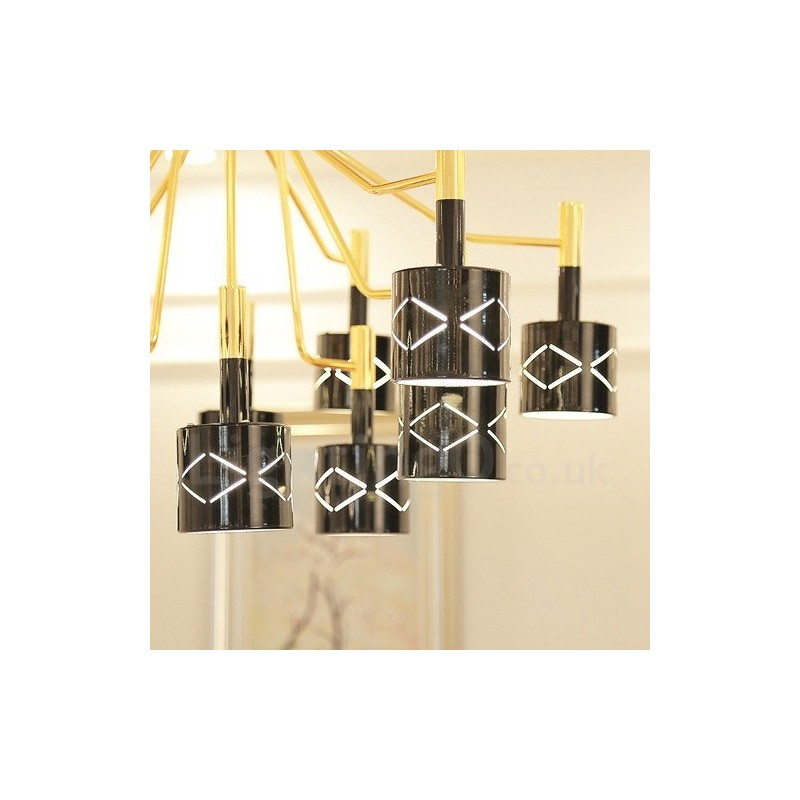 Modern Contemporary 15 Light Steel Chandelier with Steel Shade