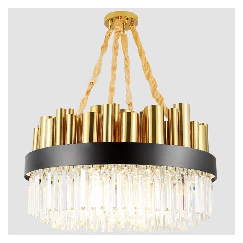Modern Contemporary 16 Light Steel Pendant Light with Crystal Shade