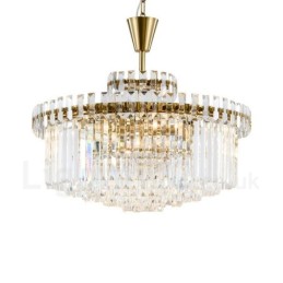 Modern Contemporary 9 Light Steel Pendant Light with Crystal Shade