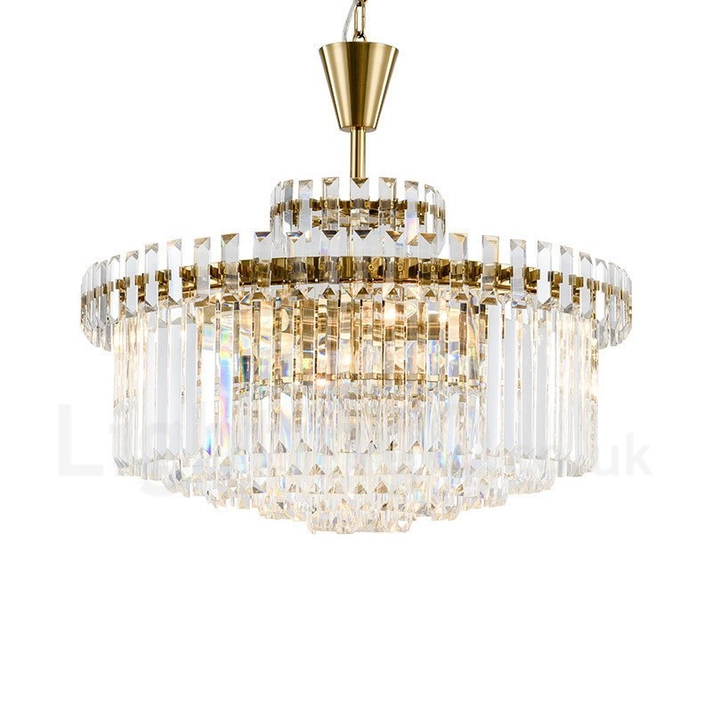 Modern Contemporary 9 Light Steel Pendant Light with Crystal Shade