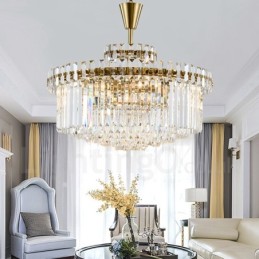 Modern Contemporary 9 Light Steel Pendant Light with Crystal Shade