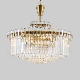 Modern Contemporary 9 Light Steel Pendant Light with Crystal Shade
