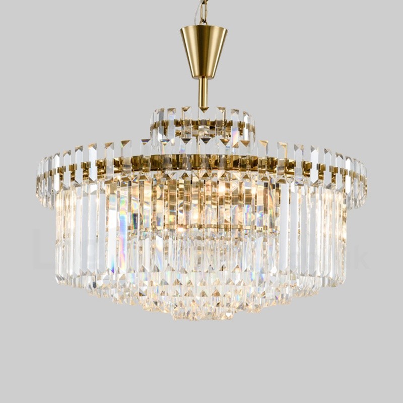 Modern Contemporary 9 Light Steel Pendant Light with Crystal Shade
