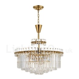 Modern Contemporary 9 Light Steel Pendant Light with Crystal Shade