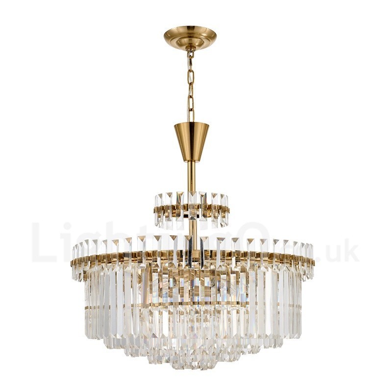 Modern Contemporary 9 Light Steel Pendant Light with Crystal Shade
