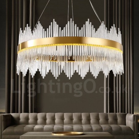 Modern Contemporary Light Steel Pendant Light with Glass Shade