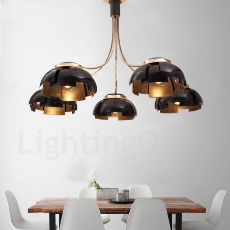 Modern Contemporary 5 Light Steel Chandelier with Acrylic Shade