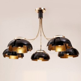 Modern Contemporary 5 Light Steel Chandelier with Acrylic Shade