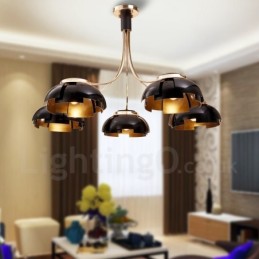 Modern Contemporary 5 Light Steel Chandelier with Acrylic Shade