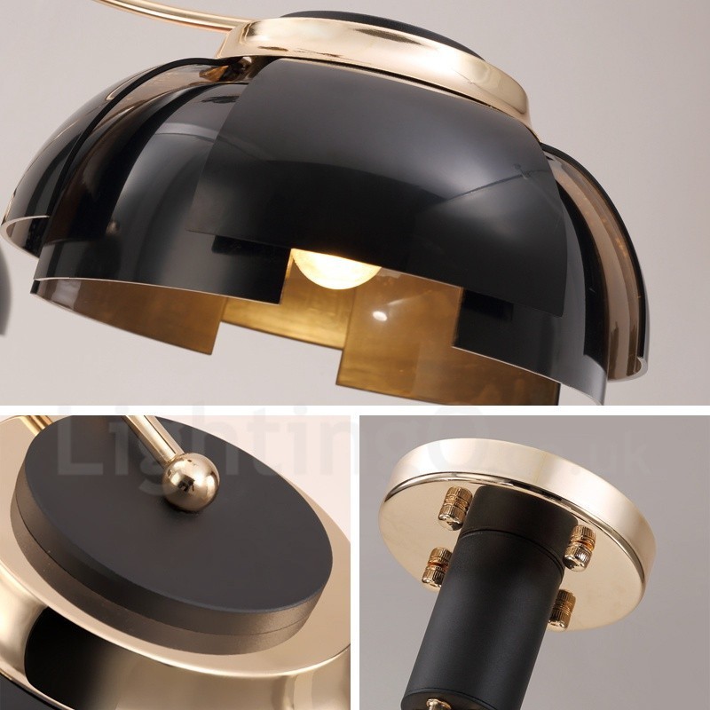 Modern Contemporary 5 Light Steel Chandelier with Acrylic Shade