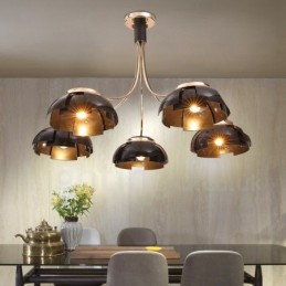 Modern Contemporary 5 Light Steel Chandelier with Acrylic Shade