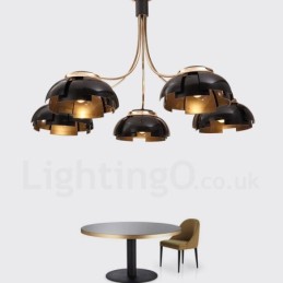 Modern Contemporary 5 Light Steel Chandelier with Acrylic Shade