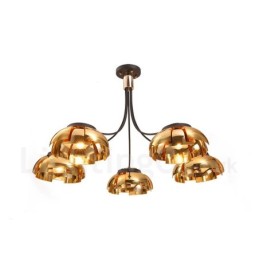 Modern Contemporary 5 Light Steel Chandelier with Acrylic Shade