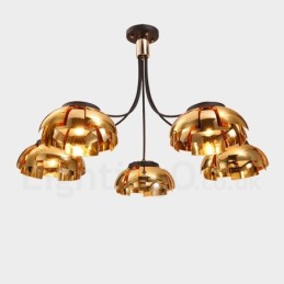 Modern Contemporary 5 Light Steel Chandelier with Acrylic Shade