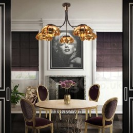 Modern Contemporary 5 Light Steel Chandelier with Acrylic Shade
