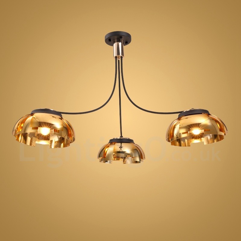 Modern Contemporary 3 Light Steel Chandelier with Acrylic Shade