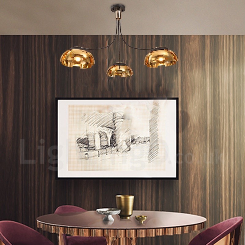 Modern Contemporary 3 Light Steel Chandelier with Acrylic Shade