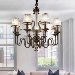 Modern Contemporary 8 Light Steel Chandelier with Acrylic Shade