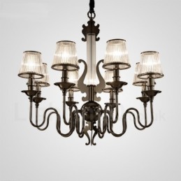 Modern Contemporary 8 Light Steel Chandelier with Acrylic Shade