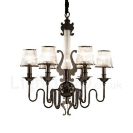 Modern Contemporary 6 Light Steel Chandelier with Acrylic Shade