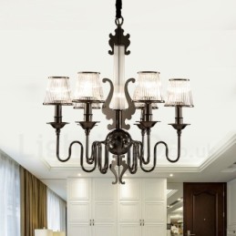 Modern Contemporary 6 Light Steel Chandelier with Acrylic Shade