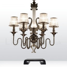 Modern Contemporary 6 Light Steel Chandelier with Acrylic Shade