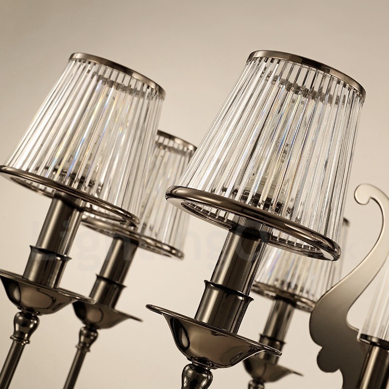 Modern Contemporary 6 Light Steel Chandelier with Acrylic Shade