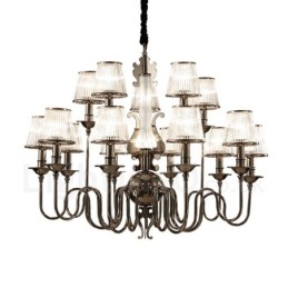 Modern Contemporary 15 Light Steel Chandelier with Acrylic Shade