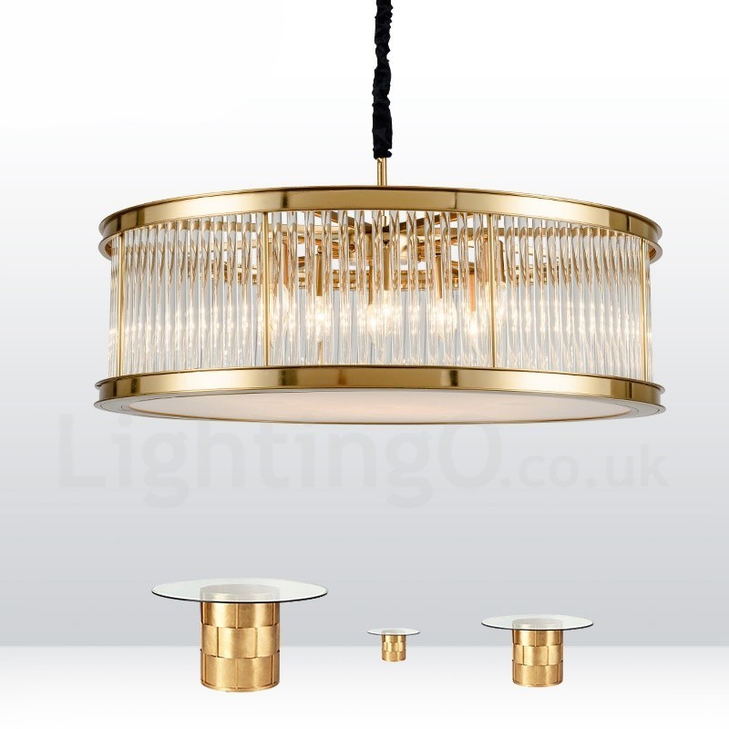 Modern Contemporary 8 Light Steel Pendant Light with Crystal Acrylic Shade