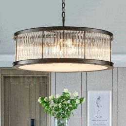 Modern Contemporary 8 Light Steel Pendant Light with Crystal Acrylic Shade