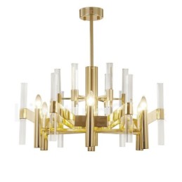 Modern Contemporary 8 Light Metal Chandelier with Crystal Shade