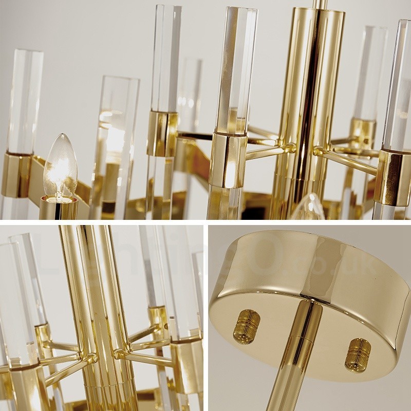 Modern Contemporary 8 Light Metal Chandelier with Crystal Shade