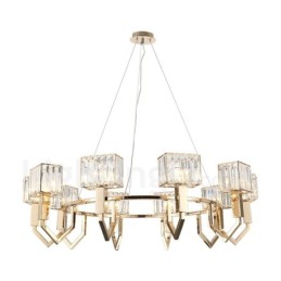 Modern Contemporary 10 Light Steel Pendant Light with Crystal Shade
