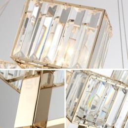 Modern Contemporary 10 Light Steel Pendant Light with Crystal Shade
