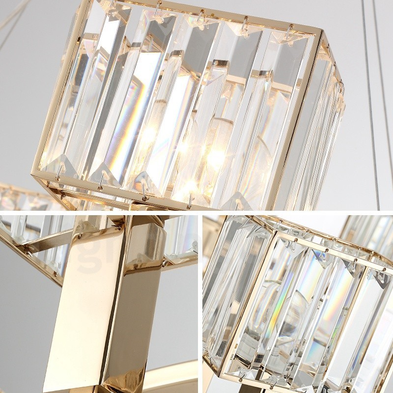 Modern Contemporary 8 Light Steel Pendant Light with Crystal Shade