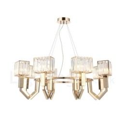 Modern Contemporary 8 Light Steel Pendant Light with Crystal Shade
