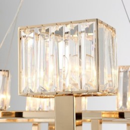Modern Contemporary 6 Light Steel Pendant Light with Crystal Shade