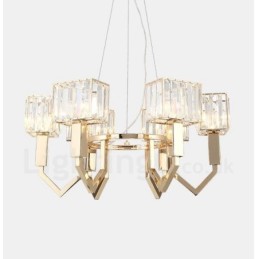 Modern Contemporary 6 Light Steel Pendant Light with Crystal Shade