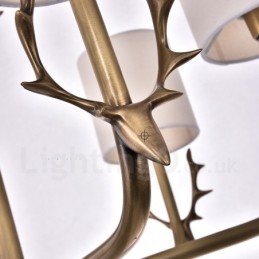 Rustic Lodge 8 Light Brass Chandelier with Fabric Shade