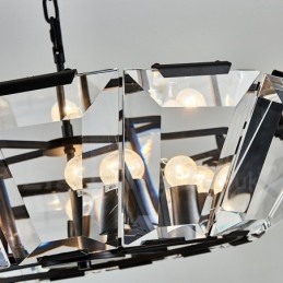 Modern Contemporary 8 Light Steel Pendant Light with CrystalGlass Shade