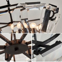 Modern Contemporary 8 Light Steel Pendant Light with CrystalGlass Shade