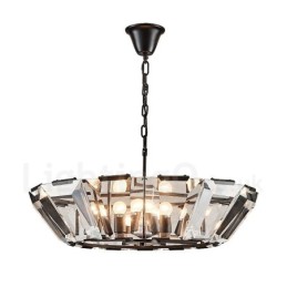 Modern Contemporary 8 Light Steel Pendant Light with CrystalGlass Shade