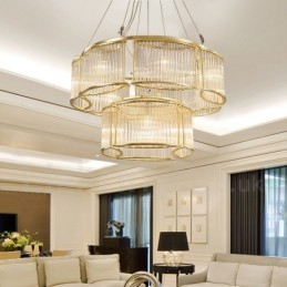 Modern Contemporary 11 Light Steel Pendant Light with CrystalGlass Shade
