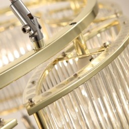 Modern Contemporary 11 Light Steel Pendant Light with CrystalGlass Shade